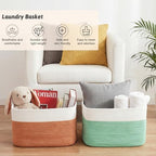 Artfeel Blanket Basket,Rectangle Woven Baskets for Storage,100L Laundry Basket for Decorative Nursery Blanket,Toys,Dirty Clothes and Magazine in Shelves,Baby Room,and Living Room - Image 6