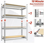 REIBII Storage Shelves Adjustable Metal Shelving 1600LBS Garage Shelves Industrial Metal Shelves 4 Tier Garage Shelving for Pantry Closet Kitchen Basement, Sliver, 11.8" D x 23.6" W x 56.7" H - Image 4