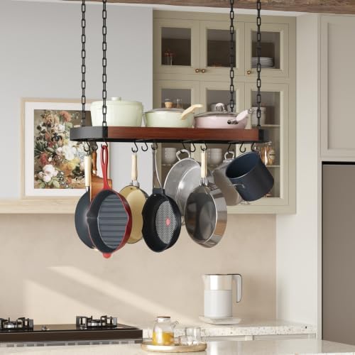 CHOEZON 32'' Hanging Pot Rack, Ceiling Pan Hanger, Pot Holder for Kitchen - Image 3