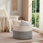 OIAHOMY 125L Extra Large Blanket Basket, Jumbo Cotton Laundry Basket Grey - Image 2