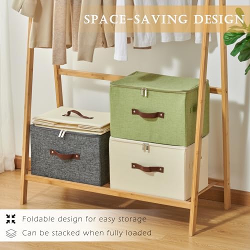 2PCS Storage Bins with Zipper Lids Decorative Lidded Basket Box - Image 4