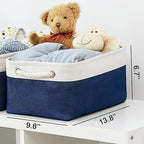 TheWarmHome Storage Basket for Organizing - Medium 3 Pack 14x10x7 inch Fabric Storage Cubes for Shelves with Rope, Collapsible Storage Bin for Organizer Closet Cloth Gift Toy (White & Jean Blue) - Image 5
