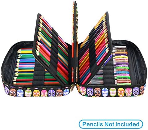 YOUSHARES Colored Pencil Case 220 Slots Pen Case Organizer With Handy Wrap & Zipper, Multilayer Holder for Prismacolor Colored Pencils & Gel Pen (Mask) - Image 5