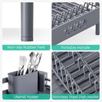 TOOLF Expandable Dish Drying Rack for Kitchen Counter, Standard, Grey - Image 5
