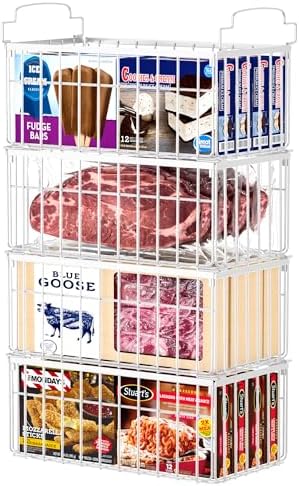 Freezer Organizer Bins, 4 Pack Big Baskets for 5/ 7 Cu.FT Deep Freezer by MSERCUOR