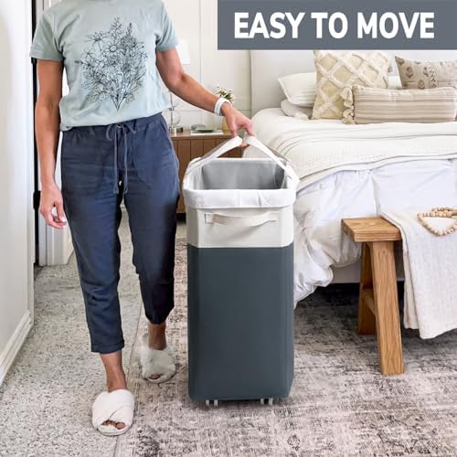 Goodpick 2-Pack Rolling Laundry Basket with Wash Bag, Hamper for Dorm, 75L - Image 6
