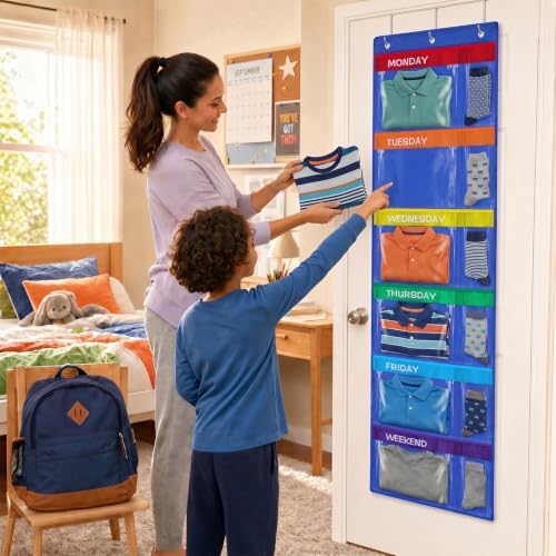 2 Pack Weekly Kids Clothes Organizer with 12 Pockets - Image 7