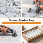 White Gray Oval Natural Marble Tray, 12"x6" Decorative Marble Bathroom Tray, Premium Marble Tray for Bathroom Counter Dresser Vanity Dish Holds Jewelry Perfume Keys Candles Trinkets - Image 3
