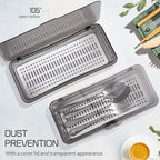 Cabilock 3 Pack Silverware Organizer with Lid, Cutlery Tray Utensil Holder for Kitchen Drawer, Dustproof Flatware Storage Box with Drainer for RV Camping, Black - Image 5