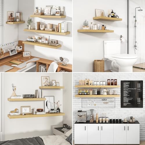RICHFOCUS Long Floating Shelves for Wall 1Pack, Oak, 55" Lx8 D - Image 6
