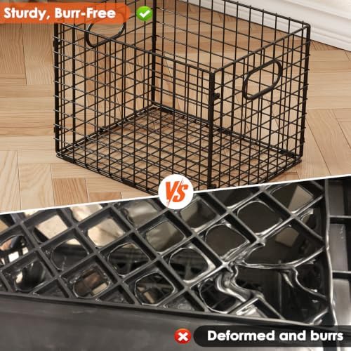 3-Pack Metal Milk Crate for Storage, Large 40qt Stackable Collapsible Storage Bins with Handle, Heavy Duty Storage Baskets for Shelves, Folding Basket Organizer for Car, Garage, Home, Camping, Office - Image 5