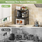 Expandable-Metal-Storage-Shelves-Organizer For Pantry Kitchen Garage, 2-Tier Heavy Duty Shelving Units and Storage For Small Appliance, Adjustable Standing Shelf Riser Rack For Closet Warehouse - Image 5