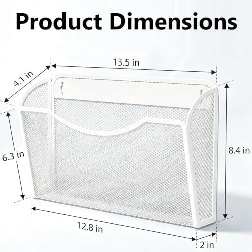 Gawerk Mesh Hanging Wall File Holders, Metal Vertical Wall Basket Mail Organizer for Office/Home (White, 6 Pack Wall Mounted) - Image 2