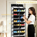 KEEPJOY Large Capacity Over the Door Shoe Organizer, 10-Tier Mesh Hanging Shoe Rack with 20 Wide Deep Pockets, Holds 20–30 Pairs of Sneakers and Boots, Door Hanging Shoe Holder (Piano White) - Image 4