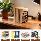 Peacoblue 5.3"x4.3"x7.9" Metal Bookends, Heavy Duty Book Ends for Shelves - Image 5