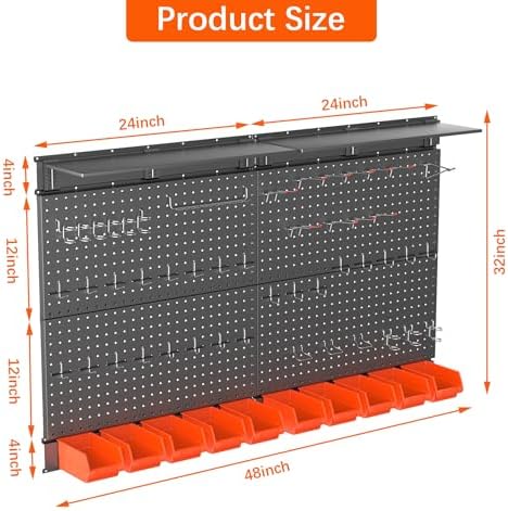 TORACK Metal Pegboard with Peg Board Hooks, Tools Storage Pegboard - Image 3