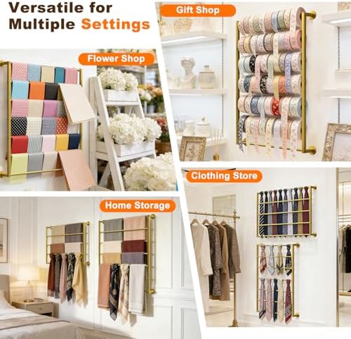 Wall Mounted Scarf Rack, Hijab Hanger Organizer (Gold, 7T-31.5×35.4IN) - Image 5
