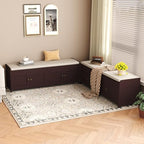 HOMEFORT 54.4" Shoe Bench with Lift Top Storage, Entryway Bench with Cushioned Seat, Wooden End of Bed Bench, Shoe Cabinet Bench with Hidden Storage Space, for Bedroom, Hallway,Espresso - Image 2