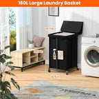 160L Laundry Hamper with Lid & Wheels, Rolling Laundry Basket with Bag - Image 2
