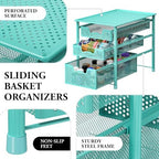 Simple Houseware Stackable 3 Tier Slide Basket Organizer Drawer, Turquoise - Image 4