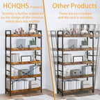HCHQHS 5 Tier Bookshelf, Adjustable Industrial Bookcase, Vertical Tall Book Shelf, Wood and Black Metal Open Bookshelves for Home Office, Living Room, Bedroom - Image 6