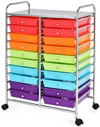 Giantex 20-Drawer Storage Drawer Cart, Rolling Organizer Cart for Office School Tools Scrapbook Paper, Utility Rack on Wheels (Multicolor) by Giantex