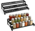 Expandable Spice Rack Organizer for Cabinet 3 Tier Spicy Shelf Black 2Pack by SANKEUHomeStorage