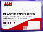 JAM PAPER Plastic Expansion Envelopes with Hook & Loop Closure - Letter Booklet - 9 3/4 x 13 with 2 Inch Expansion - Purple - 12/Pack - Image 5