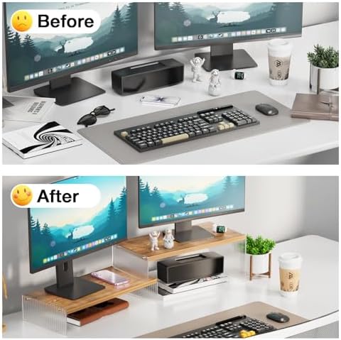 YGYQZ Adjustable Monitor Stand Riser, 7.67"×15.74" Dual Monitor Desk Stand - Image 7