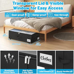 Under Bed Storage with Wheels, 4-Pack 10" Height XXL 75L Rolling Storage Bins, Quick Assembly Underbed Shoe Storage Containers with Clear Lid & Label, Dorm Under Bed Drawers for Clothes, Shoes, Black - Image 3