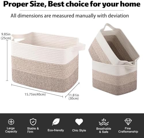 OIAHOMY 30L Storage Basket Large Blanket Basket Living Room Yellow 3-Pack - Image 4