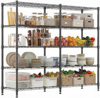 Homdox 5-Tier Adjustable Metal Storage Shelves, Space-Saving Corner Rack for Kitchen, Pantry, Office, Garage, Books & Plants, 18"x72"x72", Black by HOMDOX