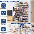 Mavivegue 10 Tiers Shoe Rack Tall Shoe Organizer Shoe Storage 55-65 Pairs Vertical Shoe Shelf Large Shoe Rack Organizer Stackable Shoe Racks for Entryway, Closet, Garage, Bedroom,Cloakroom -Black - Image 4