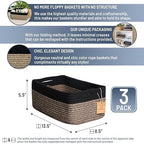 NaturalCozy 13.5”x8.5”x5.5” Rectangle Storage Baskets for Shelves 3 Pack | Cotton Rope Woven Small Baskets for Organizing | Small Storage Bins for Nursery, Bathroom, Closet, Shelf, Decorative - Image 2