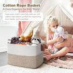 Goodpick 50L Large Woven Rope Storage Basket, Rectangle, Light Brown - Image 2