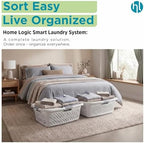 Home Logic 1.5 Bushel Plastic Laundry Basket Front Load, Large Laundry Hamper with Handles, Ventilated Clothes Organizer for Bedroom Bathroom Closet, 4 Pack, White - Image 7