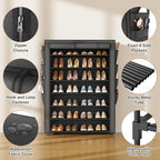 VTRIN Shoe Rack with Cover, 7 Tier Shoe Organizer Storage for 35-40 Pairs Shoes and Boots Large Capacity Tall Shoe Shelf with 8 Pockets Free Standing Shoe Rack for Closet, Entryway, Garage - Image 5