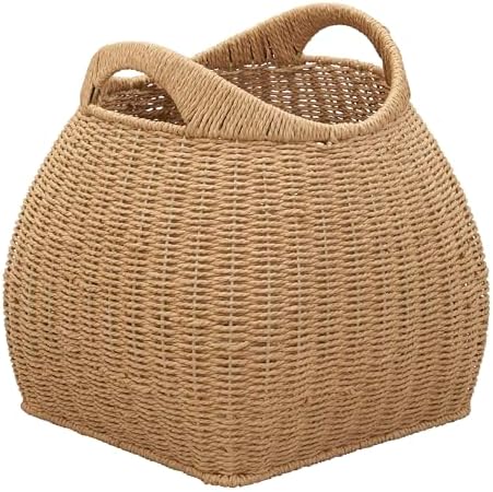 Household Essentials Paper Rope Basket with Handles, Natural by HouseholdEssentials