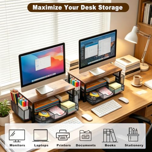 Monitor Stand Riser with Storage Drawer, Desk Organizer - Image 7