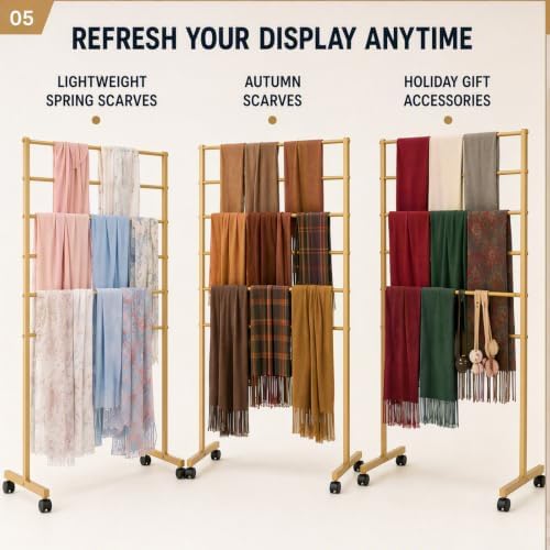 DouSeiAi 7-Tier Movable Scarf Organizer Holder, Metal Hijab Display Stand - Image 4