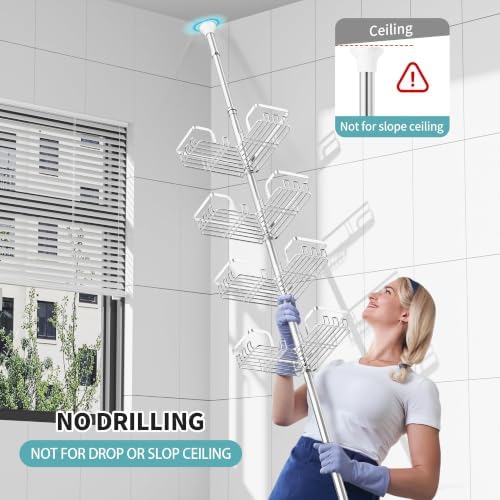 KEGII Shower Caddy Tension Pole, Rustproof Corner Organizer, Silver - Image 4
