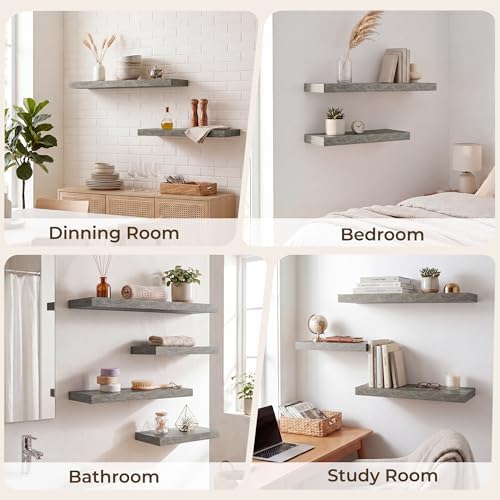 RICHFOCUS Bathroom Floating Shelves for Wall 2Pack|Grey|28" L - Image 7
