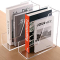 HeZone Magazine Holder, Clear Acrylic Desk Organizers, File Organizer for Desk, Magazine Rack- Desktop Book Storage -Independent Vertical 1 Space-2 Pack by HeZone