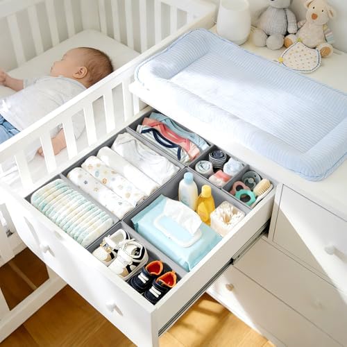 DIMJ Drawer Organizer Clothes, 28 Pack Dresser Organizer, Foldable Closet Organizers and Storage, Fabric Dresser Bins, Drawer Dividers for Nursery, Baby Clothes, Underwears, Sock,White - Image 3