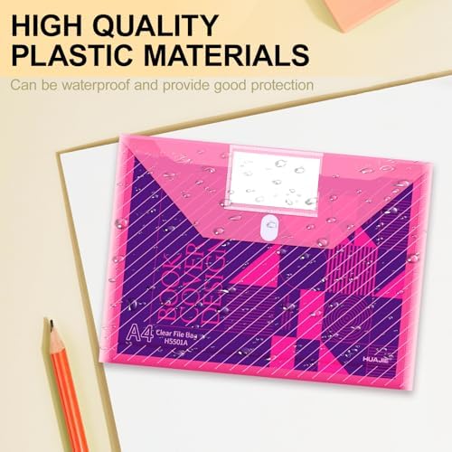 50 Pack, Plastic Envelopes File Folders, HeavyDuty Document Folder for Letter and A4 Size, Clear Document Holder with Label Pockets for School Home Work Office Organizer (50) - Image 7