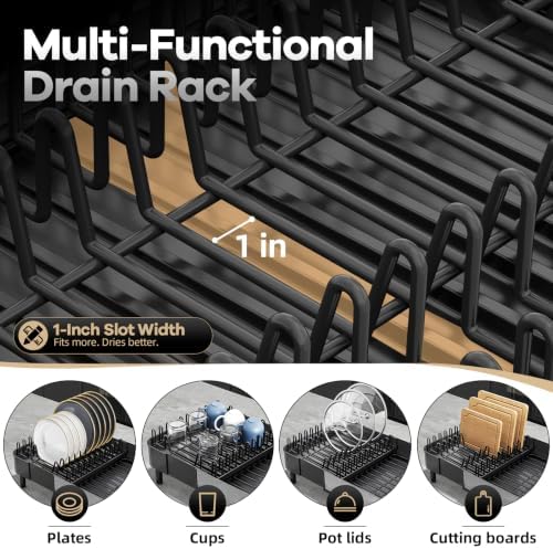 Urackify Stainless Steel Dish Drying Rack for Kitchen Counter,Black - Image 4