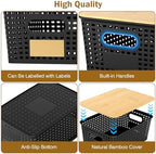 Stackable Storage Baskets: 8 Pack Plastic Baskets Bins, Black - Image 3