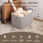 OIAHOMY 118L XXXLarge Rope Storage Basket, Oversized Blanket Basket Grey - Image 3