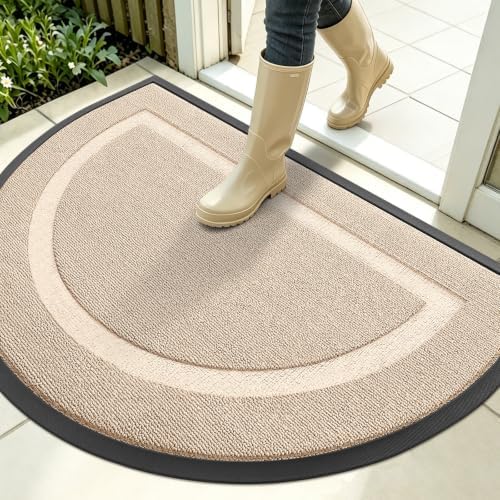 OLANLY Half Circle Front Door Mat Outside 35x23 All-Season Rubber Doormat by OLANLY