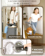 Laundry Basket with Wheels, 110L Large Rolling Laundry Hamper for Dorm - Image 3